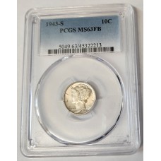 UNITED STATES OF AMERICA 1943S . ONE 1 DIME . SLABBED